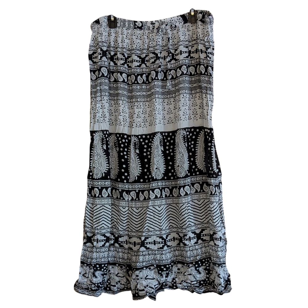 Royal Paisley Plus Size 3X Maxi Skirt Boho Festival Sheer Bohemian Gypsy Travel